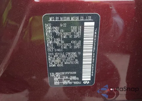 2023 Infiniti Qx80 Sensory from USA, damaged, VIN JN8AZ2BF0P9756266